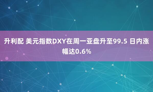 升利配 美元指数DXY在周一亚盘升至99.5 日内涨幅达0.6%